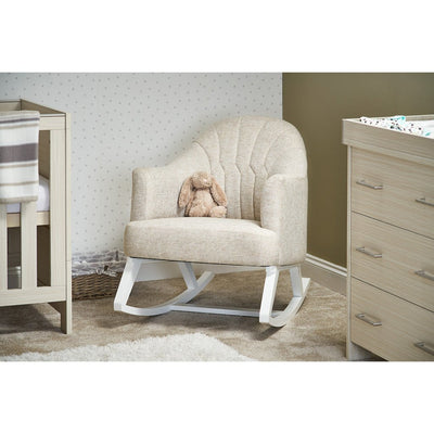 Bambinista-OBABY-Home-OBABY Round Back Rocking Chair - White with Oatmeal Cushions