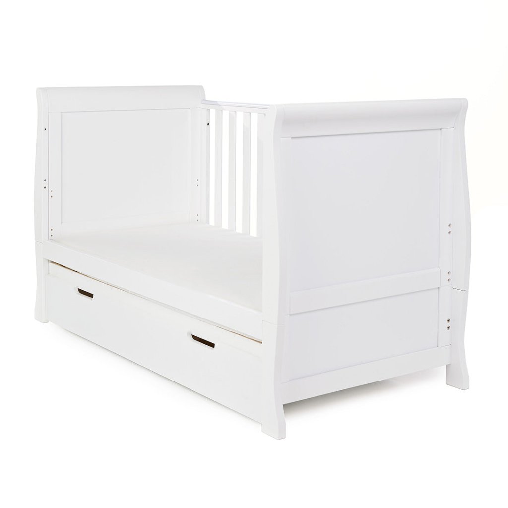 Bambinista-OBABY-Home-OBABY Stamford Classic Cot Bed & Breathable Mattress - White