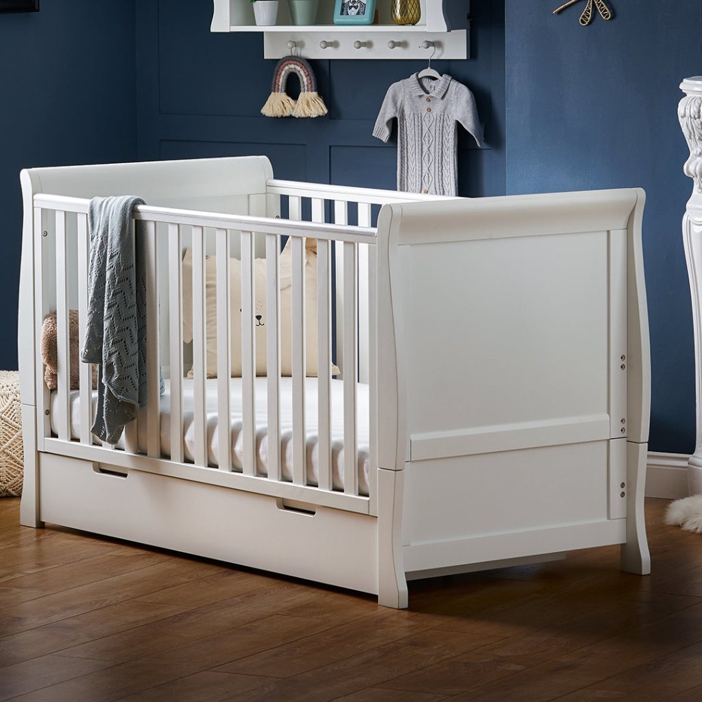 Bambinista-OBABY-Home-OBABY Stamford Classic Cot Bed & Breathable Mattress - White
