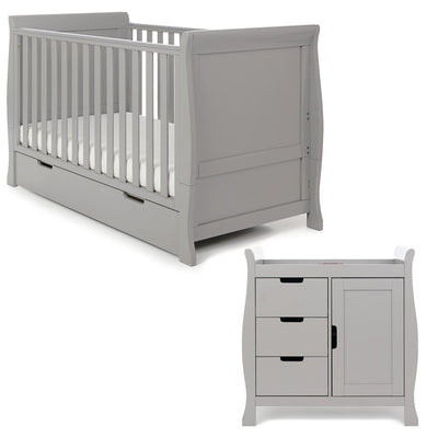 Bambinista-OBABY-Home-OBABY Stamford Classic Sleigh 2 Piece Room Set - Warm Grey