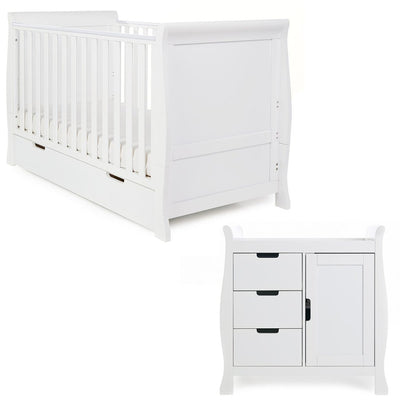 Bambinista-OBABY-Home-OBABY Stamford Classic Sleigh 2 Piece Room Set - White