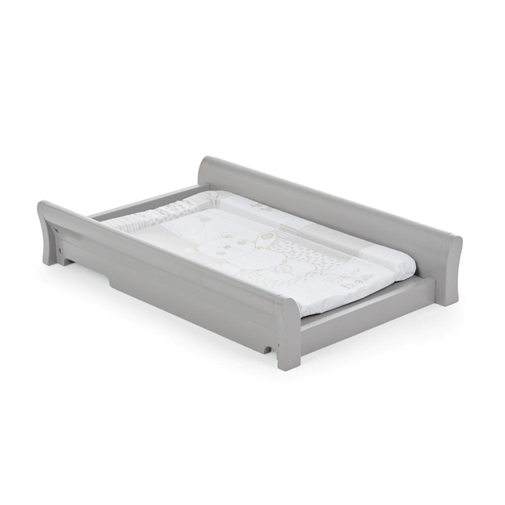 Bambinista-OBABY-Home-OBABY Stamford Classic Sleigh Cot Bed & Cot Top Changer - Warm Grey