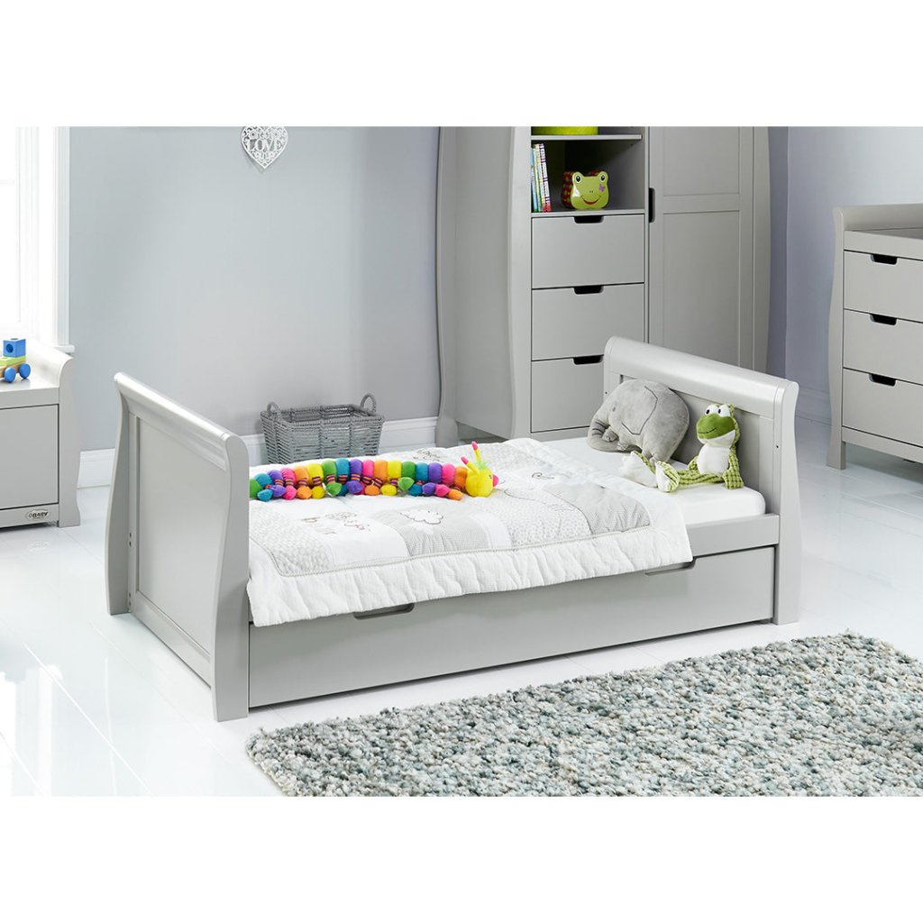 Bambinista-OBABY-Home-OBABY Stamford Classic Sleigh Cot Bed - Warm Grey