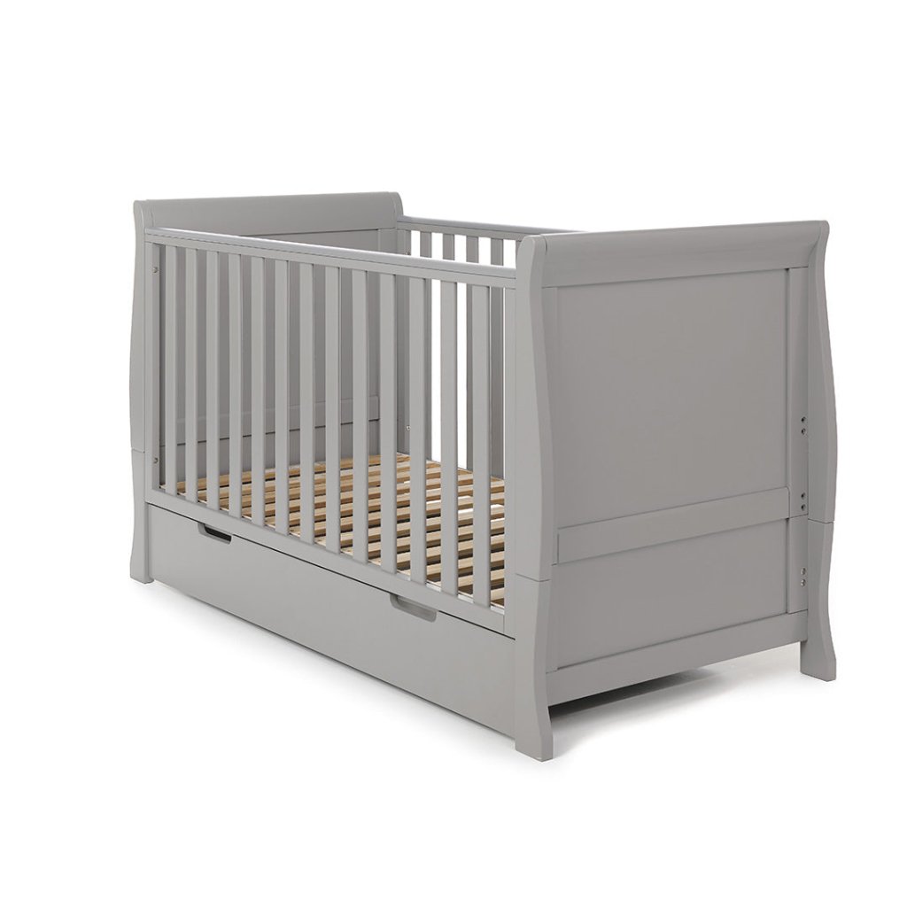 Bambinista-OBABY-Home-OBABY Stamford Classic Sleigh Cot Bed - Warm Grey