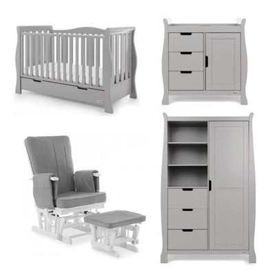 Bambinista-OBABY-Home-OBABY Stamford Luxe 3 Piece Room Set & Deluxe Glider Chair - Warm Grey