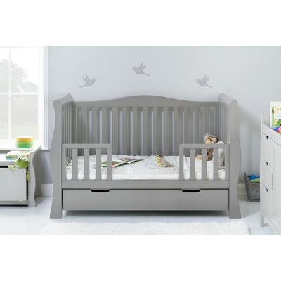 Bambinista-OBABY-Home-OBABY Stamford Luxe Cot Bed & Moisture Management Mattress - Warm Grey