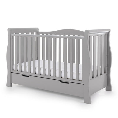 Bambinista-OBABY-Home-OBABY Stamford Luxe Cot Bed & Moisture Management Mattress - Warm Grey