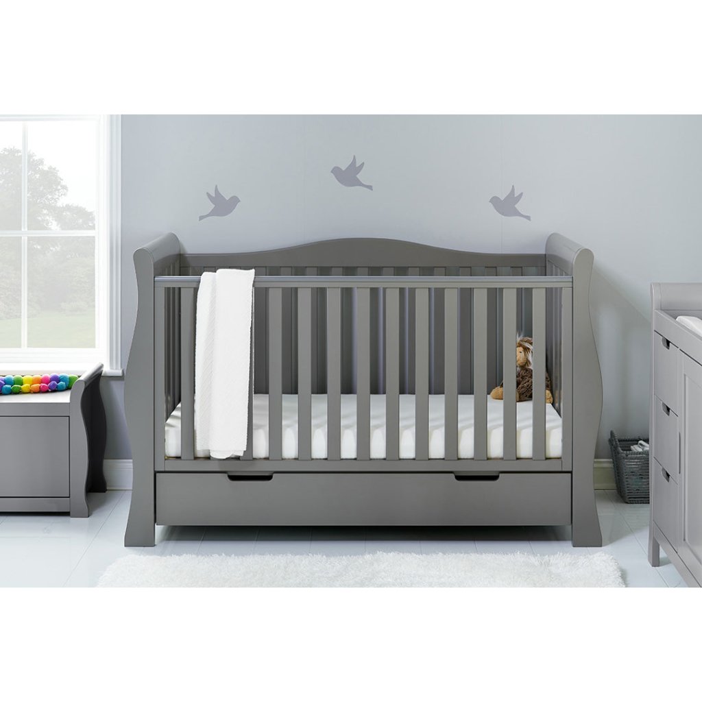 Bambinista-OBABY-Home-OBABY Stamford Luxe Sleigh Cot Bed - Warm Grey