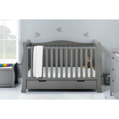 Bambinista-OBABY-Home-OBABY Stamford Luxe Sleigh Cot Bed - Warm Grey