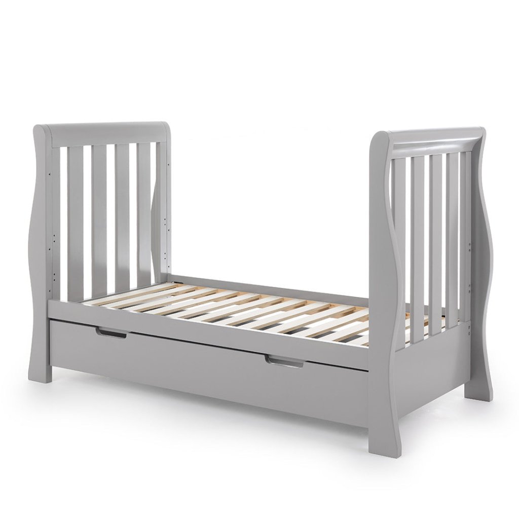 Bambinista-OBABY-Home-OBABY Stamford Luxe Sleigh Cot Bed - Warm Grey