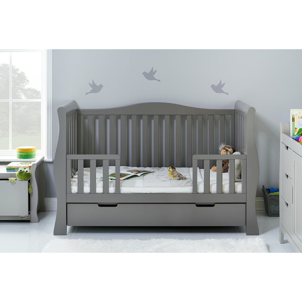 Bambinista-OBABY-Home-OBABY Stamford Luxe Sleigh Cot Bed - Warm Grey