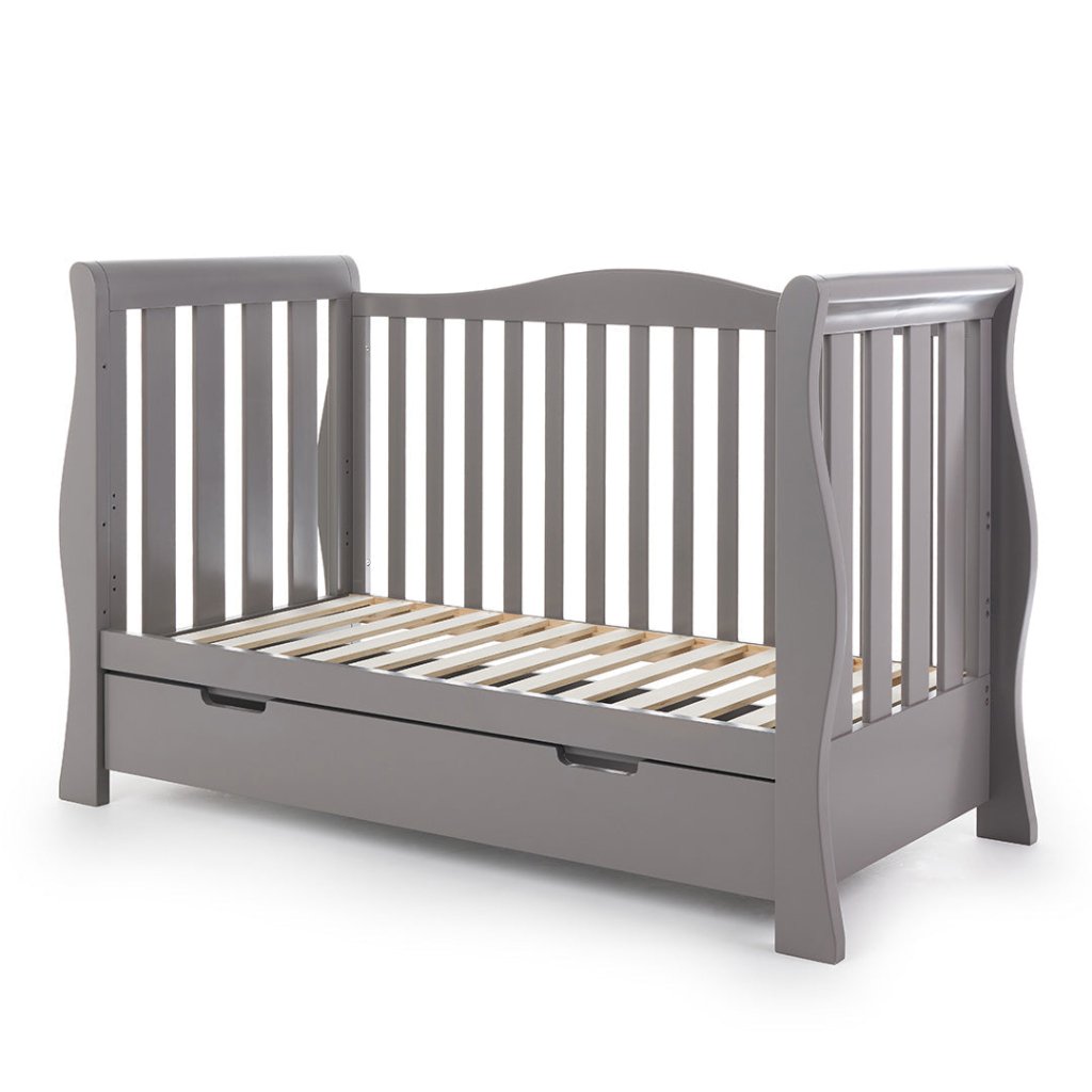 Bambinista-OBABY-Home-OBABY Stamford Luxe Sleigh Cot Bed - Warm Grey