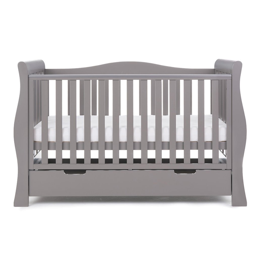 Bambinista-OBABY-Home-OBABY Stamford Luxe Sleigh Cot Bed - Warm Grey
