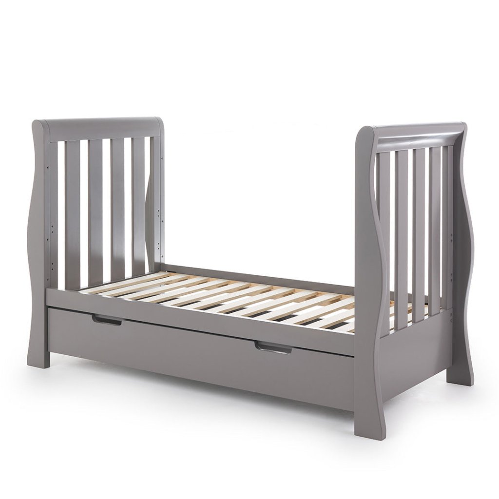 Bambinista-OBABY-Home-OBABY Stamford Luxe Sleigh Cot Bed - Warm Grey
