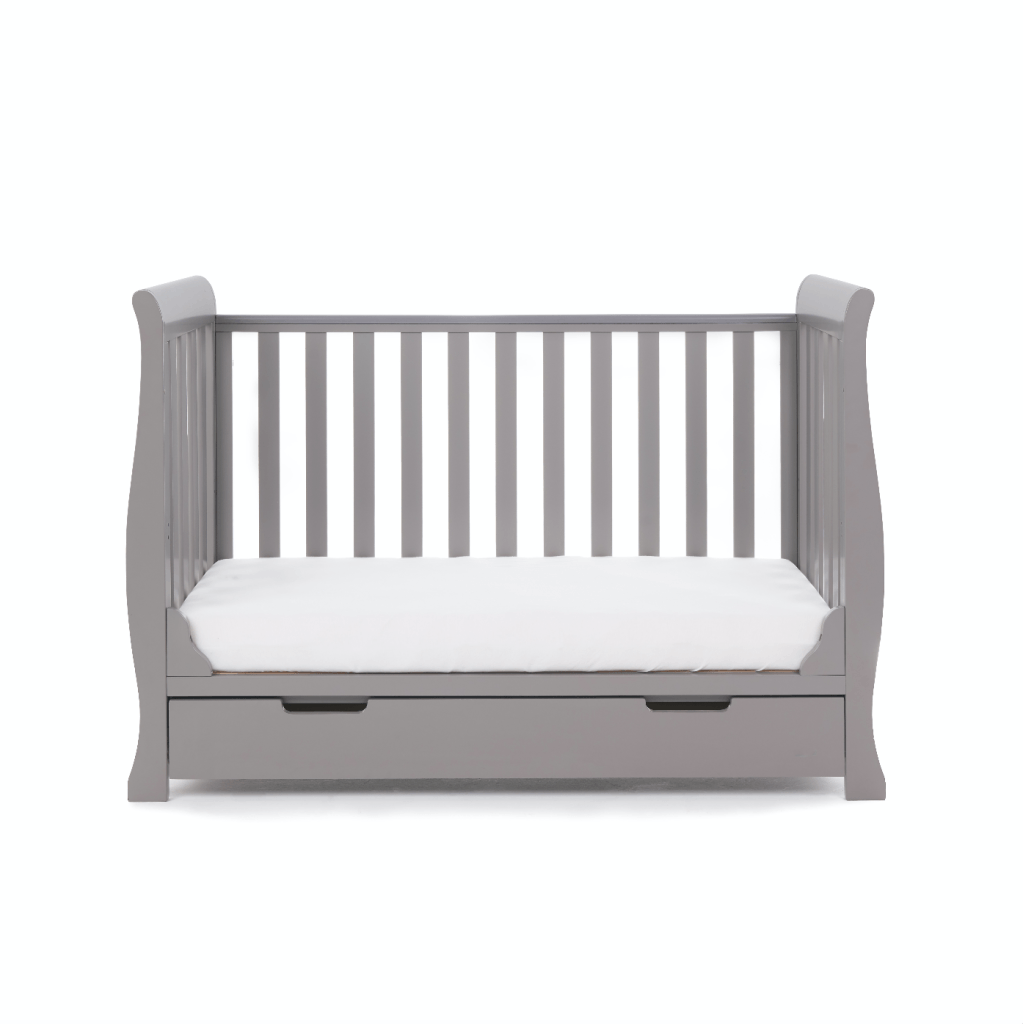 Bambinista-OBABY-Home-OBABY Stamford Mini Cot Bed & Moisture Management Mattress - Taupe Grey