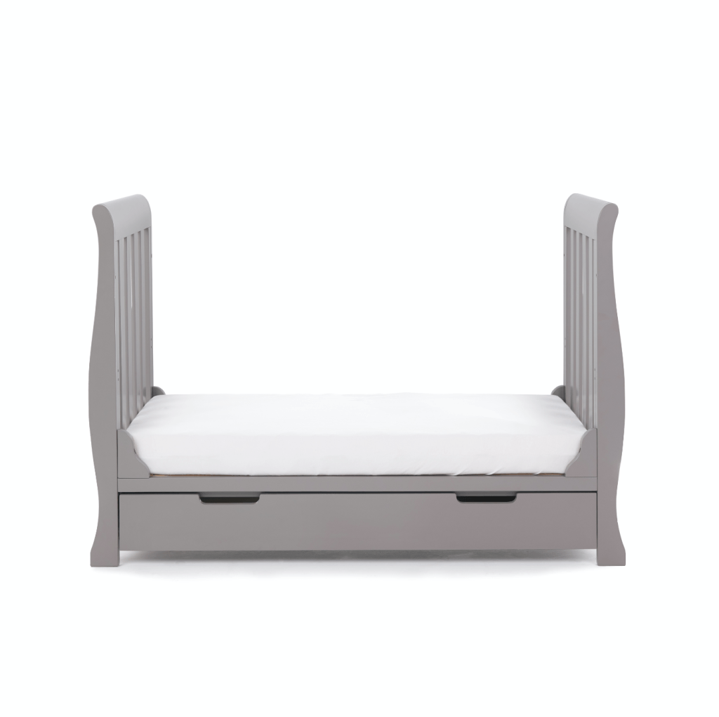 Bambinista-OBABY-Home-OBABY Stamford Mini Cot Bed & Moisture Management Mattress - Taupe Grey