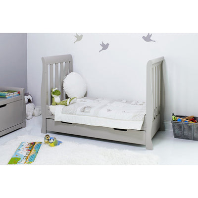 Bambinista-OBABY-Home-OBABY Stamford Mini Cot Bed & Moisture Management Mattress - Warm Grey