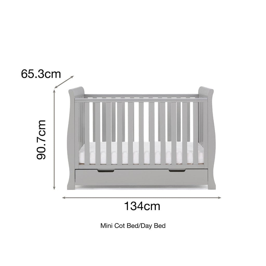 Bambinista-OBABY-Home-OBABY Stamford Mini Sleigh 3 Piece Room Set - Warm Grey
