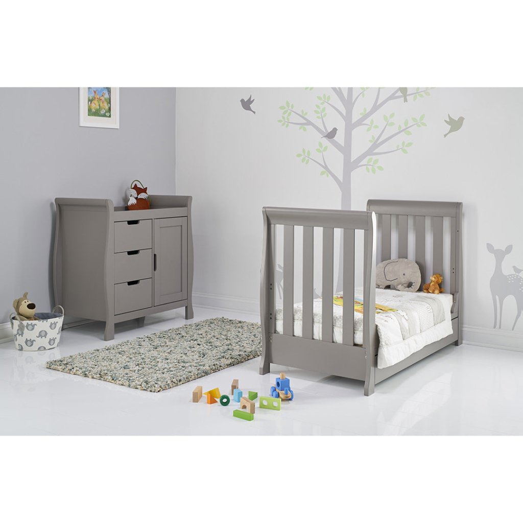 Bambinista-OBABY-Home-OBABY Stamford Mini Sleigh 3 Piece Room Set - Warm Grey