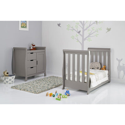 Bambinista-OBABY-Home-OBABY Stamford Mini Sleigh 3 Piece Room Set - Warm Grey