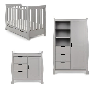 Bambinista-OBABY-Home-OBABY Stamford Mini Sleigh 3 Piece Room Set - Warm Grey