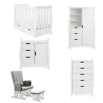 Bambinista-OBABY-Home-OBABY Stamford Mini Sleigh 5 Piece Room Set - White