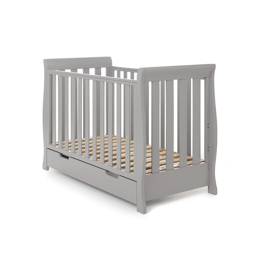 Bambinista-OBABY-Home-OBABY Stamford Mini Sleigh Cot Bed - Taupe Grey