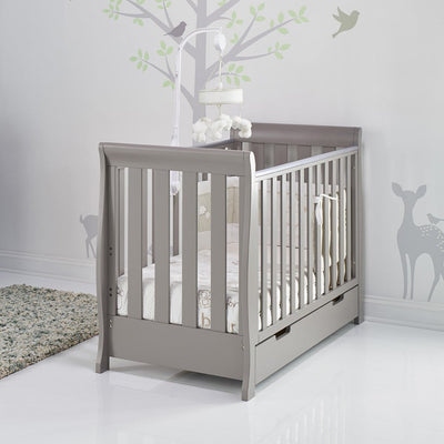Bambinista-OBABY-Home-OBABY Stamford Mini Sleigh Cot Bed - Taupe Grey