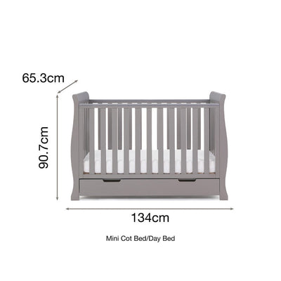 Bambinista-OBABY-Home-OBABY Stamford Mini Sleigh Cot Bed - Taupe Grey