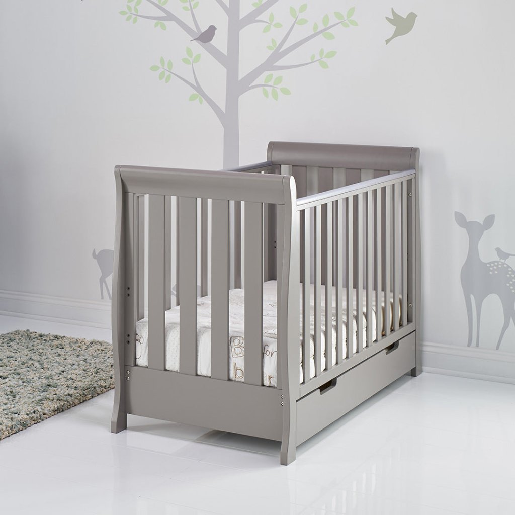 Bambinista-OBABY-Home-OBABY Stamford Mini Sleigh Cot Bed - Warm Grey