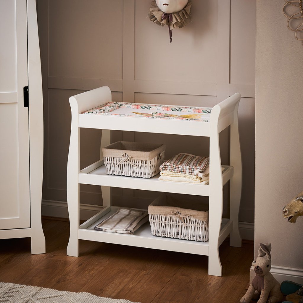 Bambinista-OBABY-Home-OBABY Stamford Sleigh Open Changing Unit - White