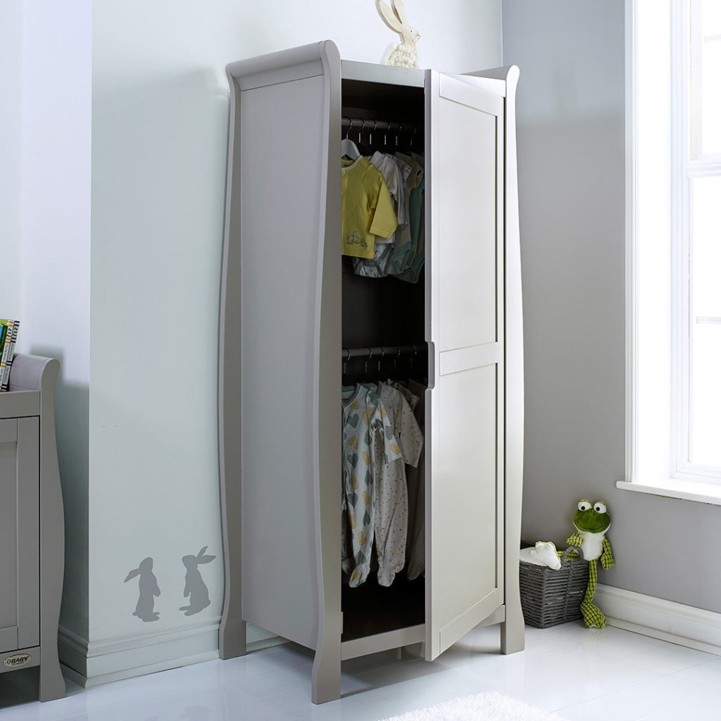 OBABY Stamford Sleigh Single Wardrobe Taupe Grey