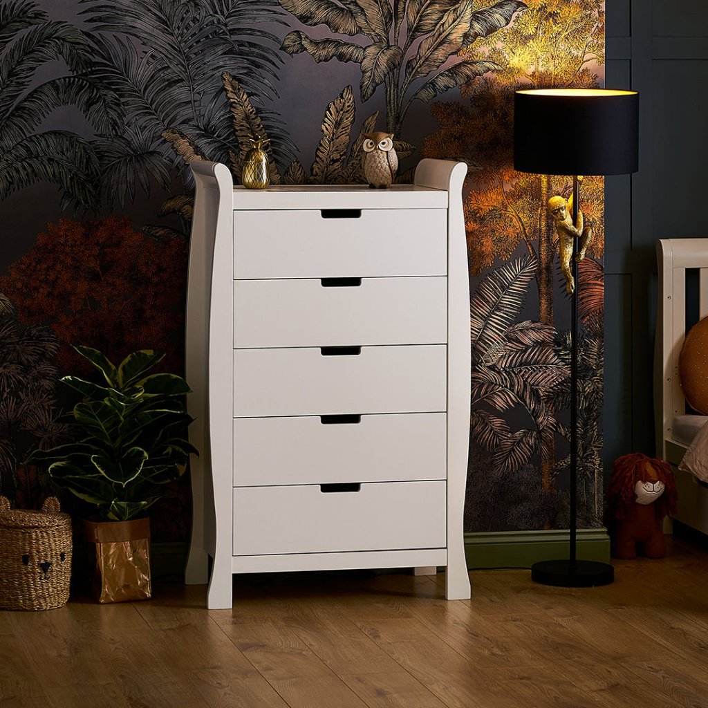 Bambinista-OBABY-Home-OBABY Stamford Sleigh Tall Chest of Drawers - White