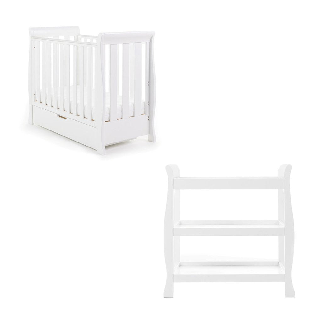 Bambinista-OBABY-Home-OBABY Stamford Space Saver Sleigh 2 Piece Room Set - White