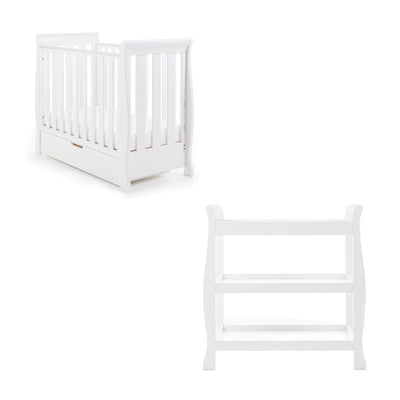Bambinista-OBABY-Home-OBABY Stamford Space Saver Sleigh 2 Piece Room Set - White
