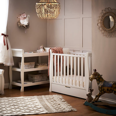 Bambinista-OBABY-Home-OBABY Stamford Space Saver Sleigh 2 Piece Room Set - White