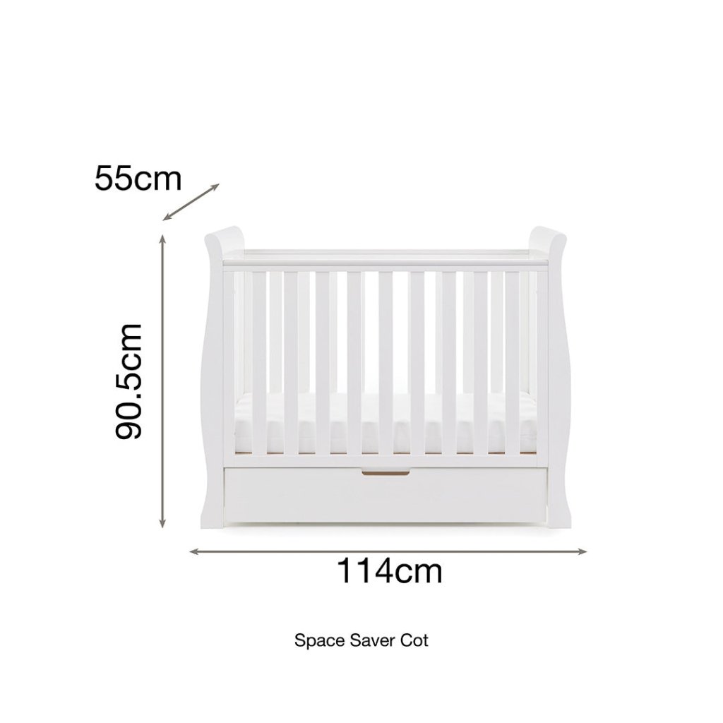 Bambinista-OBABY-Home-OBABY Stamford Space Saver Sleigh 3 Piece Room Set - White