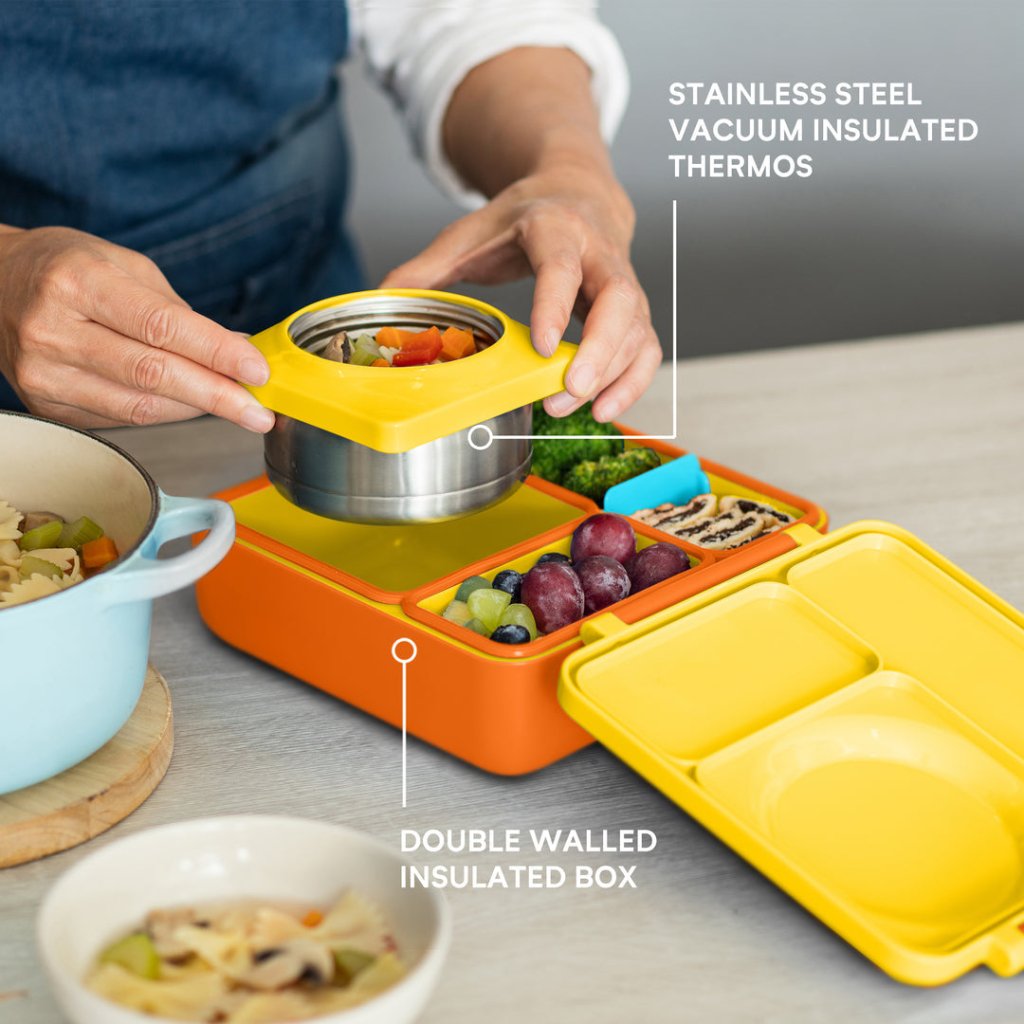 Bambinista-OMIELIFE-Tableware-OMIEBOX Hot and Cold Bento Lunch Box - Sunshine Yellow