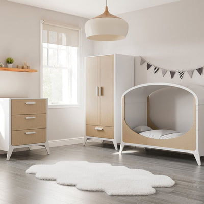 Bambinista-SNUZ-Furniture-SNUZFINO 2pc Nursery Furniture Set + Toddler Set - White Natural