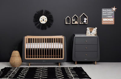 Bambinista-SNUZ-Furniture-SnuzKot Skandi 2 Piece Nursery Furniture Set - Slate Natural