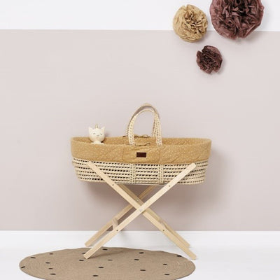 Bambinista-THE LITTLE GREEN SHEEP-Furniture-Natural Quilted Moses Basket & Mattress - Honey Rice