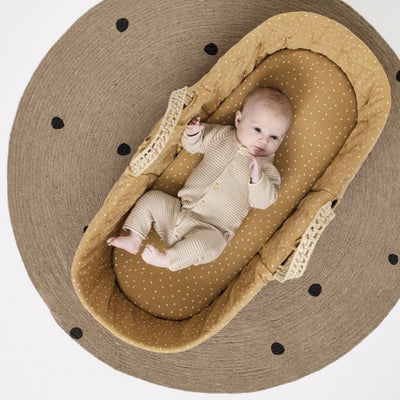 Bambinista-THE LITTLE GREEN SHEEP-Furniture-Natural Quilted Moses Basket & Mattress - Honey Rice