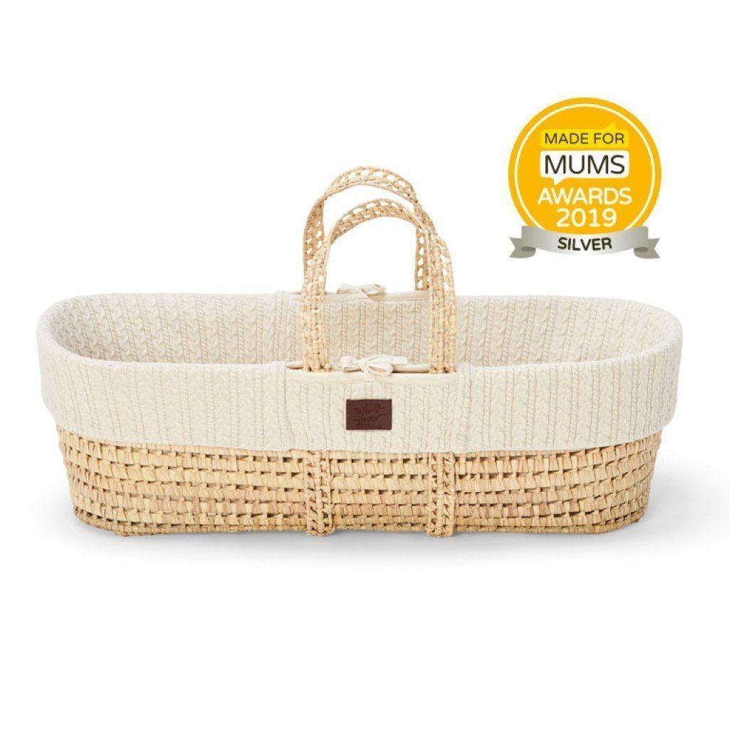 Bambinista-THE LITTLE GREEN SHEEP-Furniture-STORE STOCK LGS Natural Moses Basket & Mattress and Stand - Knitted Linen