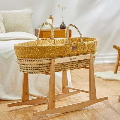 Bambinista-THE LITTLE GREEN SHEEP-Furniture-THE LITTLE GREEN SHEEP Moses Basket and Rocking Stand Bundle - Printed Honey