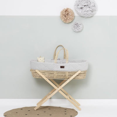 Bambinista-THE LITTLE GREEN SHEEP-Furniture-The Little Green Sheep Natural Moses Basket & Mattress and Stand - Dove Rice