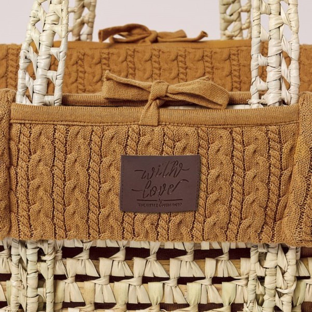 Bambinista-THE LITTLE GREEN SHEEP-Furniture-The Little Green Sheep Natural Moses Basket & Mattress and Stand - Knitted Honey