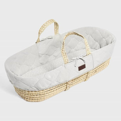 Bambinista-THE LITTLE GREEN SHEEP-Furniture-The Little Green Sheep Natural Moses Basket & Mattress and Stand - Quilted Dove