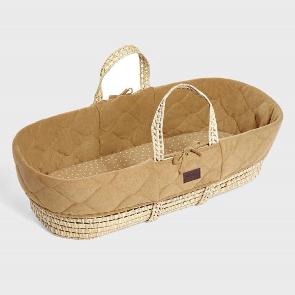 Bambinista-THE LITTLE GREEN SHEEP-Furniture-The Little Green Sheep Natural Moses Basket & Mattress and Stand - Quilted Honey