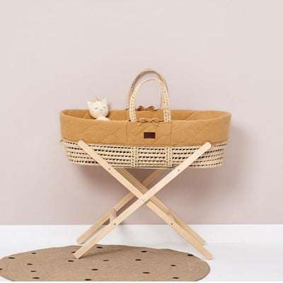 Bambinista-THE LITTLE GREEN SHEEP-Furniture-The Little Green Sheep Natural Moses Basket & Mattress and Stand - Quilted Honey