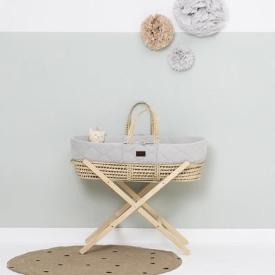 Bambinista-THE LITTLE GREEN SHEEP-Furniture-The Little Green Sheep Natural Quilted Moses Basket & Mattress - Dove